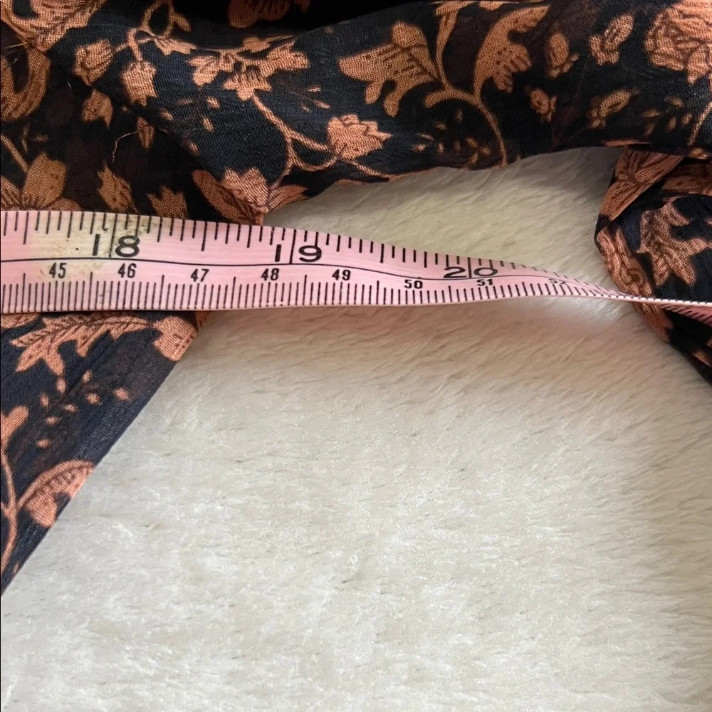 Lulu's She’s The Sweetest Black and Brown Floral Long Sleeve Sheer Blouse Size S - Picture 10 of 12